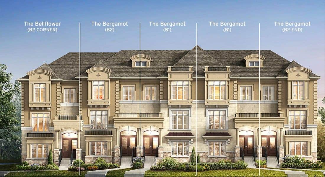 Thornhill Trails Homes Bergamont floor plan luxury townhome in Thornhill